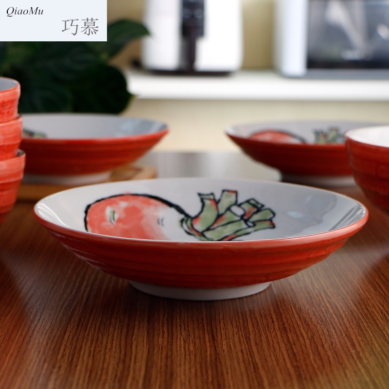 Qiao mu dishes suit household Japanese contracted ceramic tableware Chinese pottery and porcelain bowl chopsticks of bread and butter plate combination