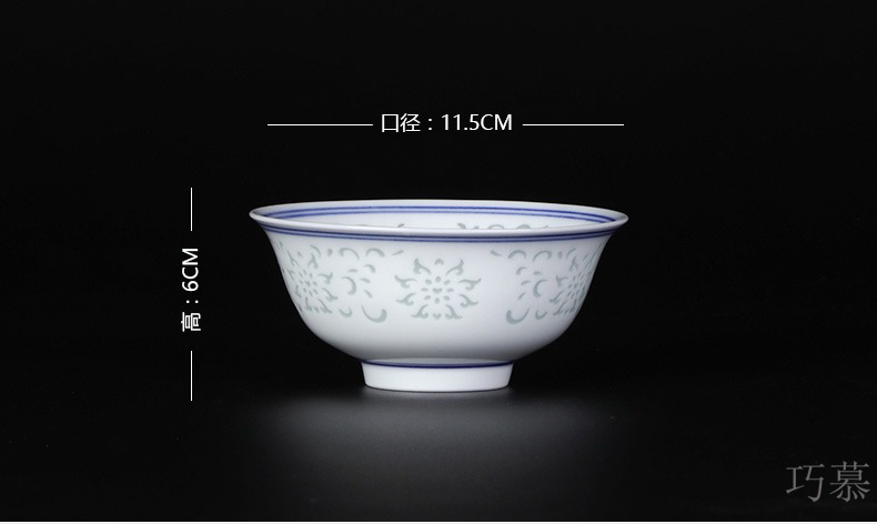 Qiao longed for blue and white porcelain bowls home for dinner and exquisite porcelain hollow out tall bowl prevent hot jingdezhen ceramic tableware