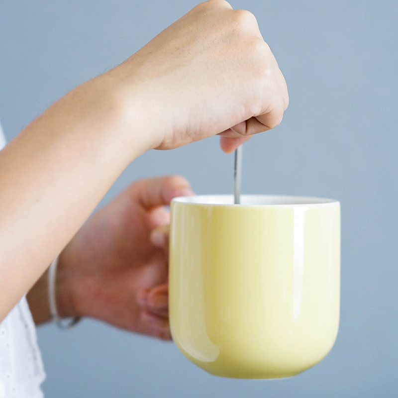 Qiao mu LH milk yellow mark cup candy color light color ceramic cup cup cereal breakfast cup contracted northern wind
