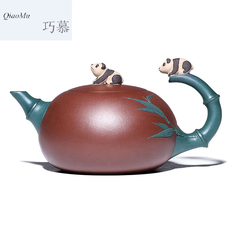 Qiao mu HM yixing are it by pure manual undressed ore purple clay panda teapot bamboo kung fu tea set