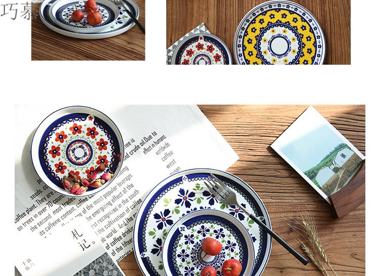 Qiao mu CDW life be beautiful like summer flowers, hand - made ceramic disc flat steak plate of western - style food tableware PZ - 72 plate