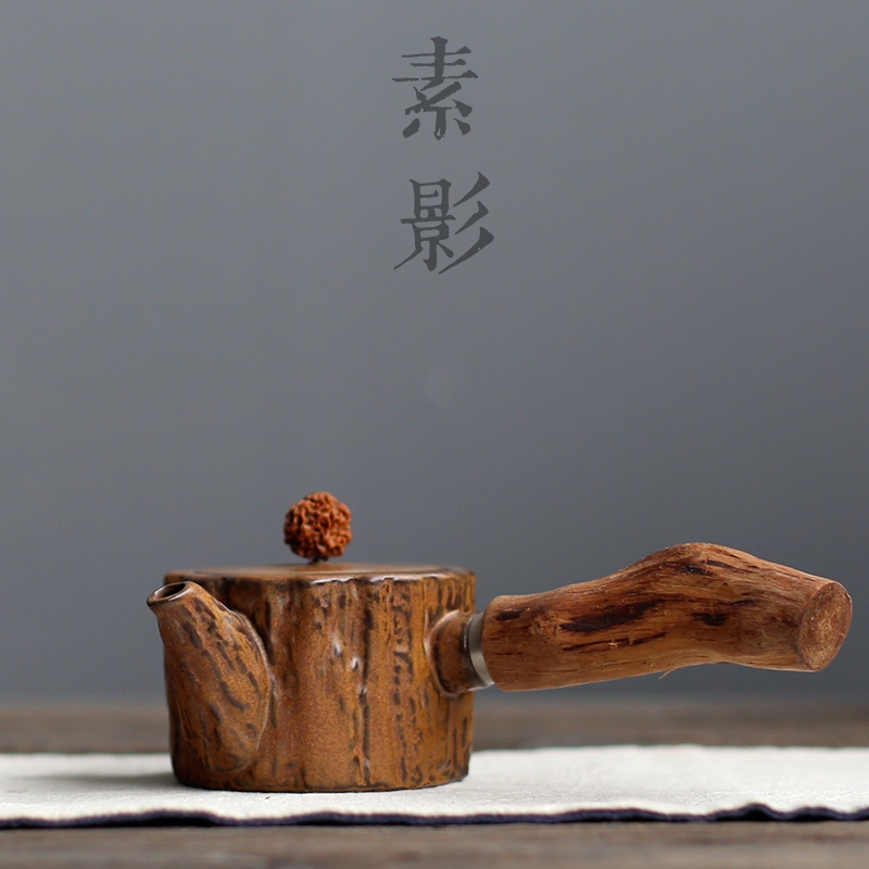 Qiao mu household ceramics filter archaize kung fu tea tea teapot Japanese side of real wood as the office