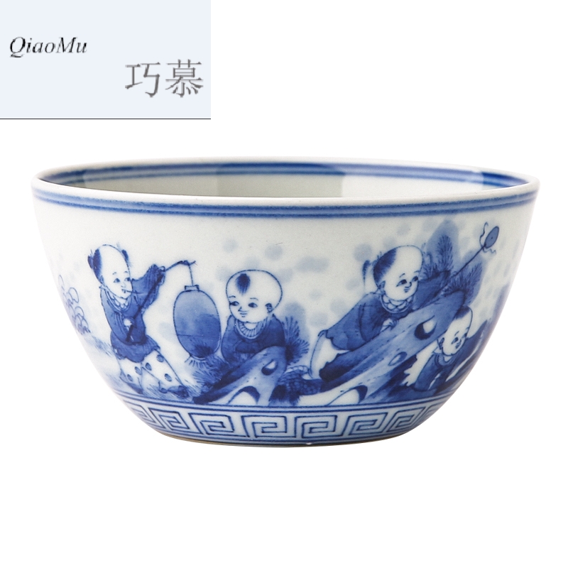 Qiao mu jingdezhen blue and white porcelain masters cup kung fu tea cups hand - made scenery sample tea cup S43018 thin tea cup