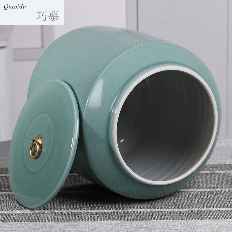 Qiao mu 20 jins with jingdezhen ceramic barrel ricer box with cover tank with cover cylinder storage tank tea cake cylinder seal