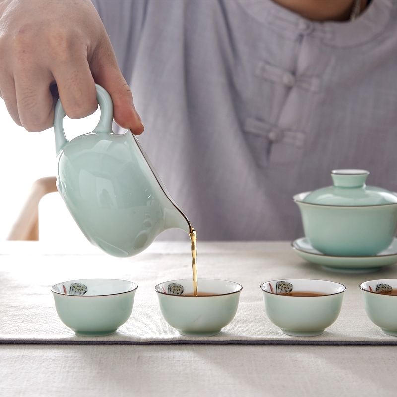 Qiao mu QGZ celadon justice household kung fu tea accessories ceramic tea cup and pot teapot tea sea points