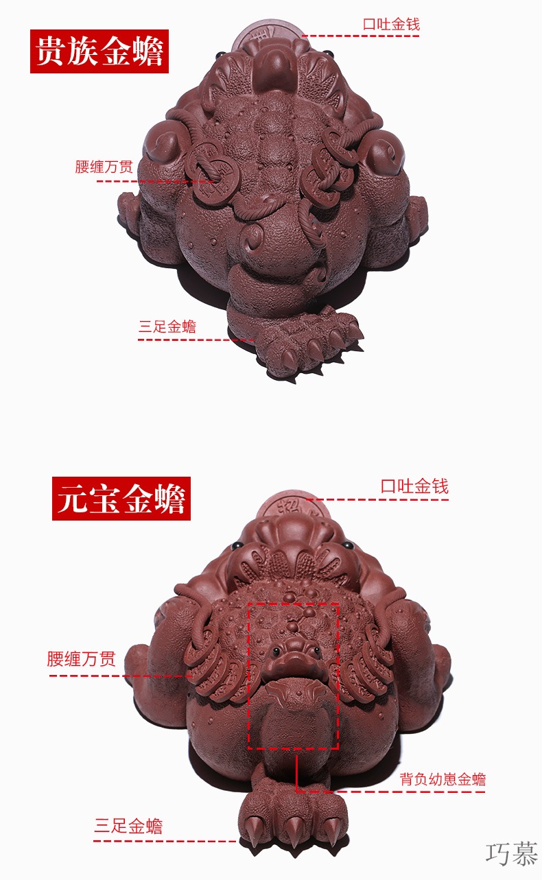 Qiao mu YH yixing pure purple clay by hand medium all three pure toad purple sand tea pets play tea tea set furnishing articles