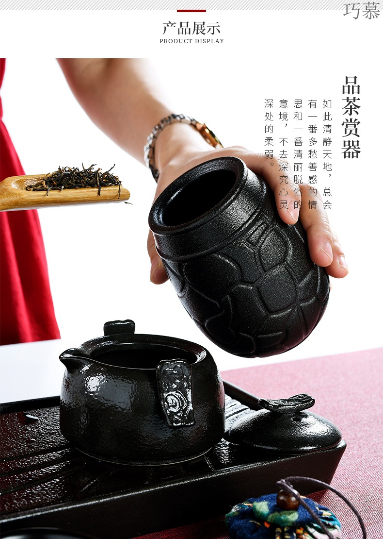 Qiao mu household kung fu tea accessories coarse pottery POTS of small ceramic portable black pottery tea pot