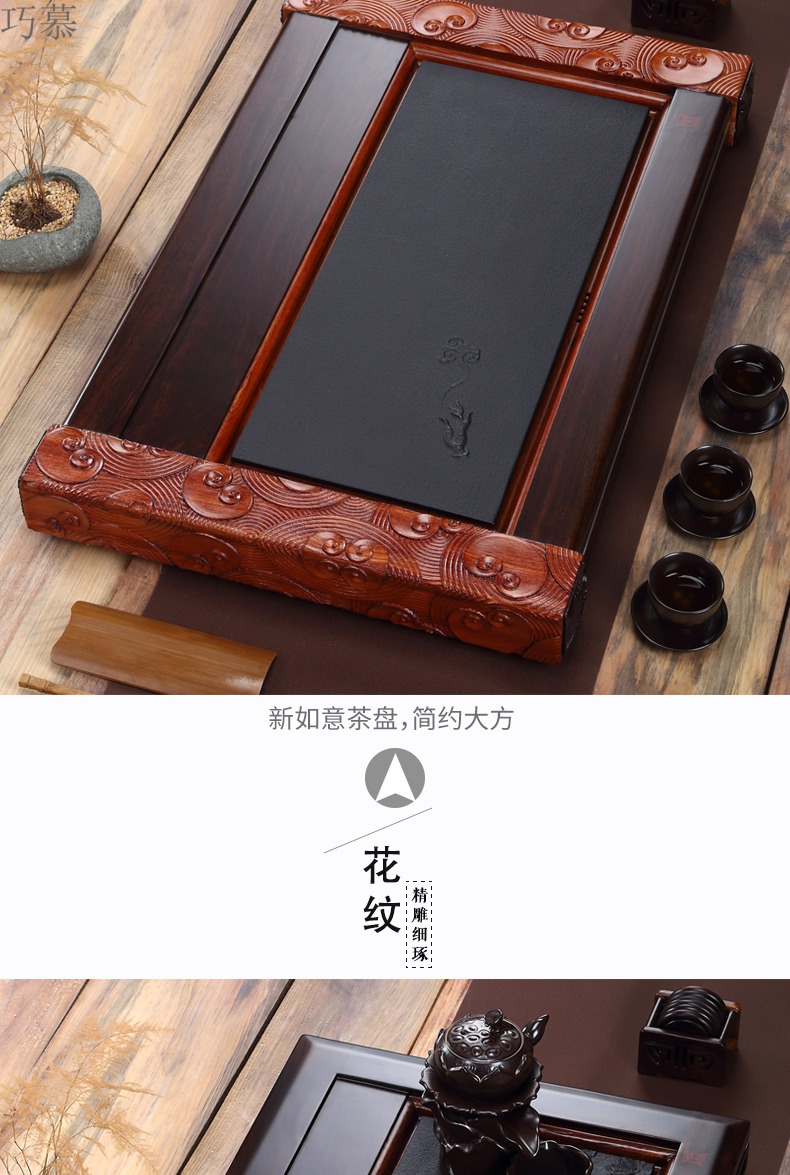 Longed for home opportunely purple sand tea sets tea of a complete set of real wood ebony kung fu tea tray is contracted tea tea table