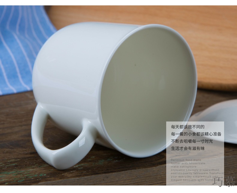 Qiao mu jingdezhen pure white ipads porcelain cup cup with cover glass office cup boss cup hand cup cup personal customization