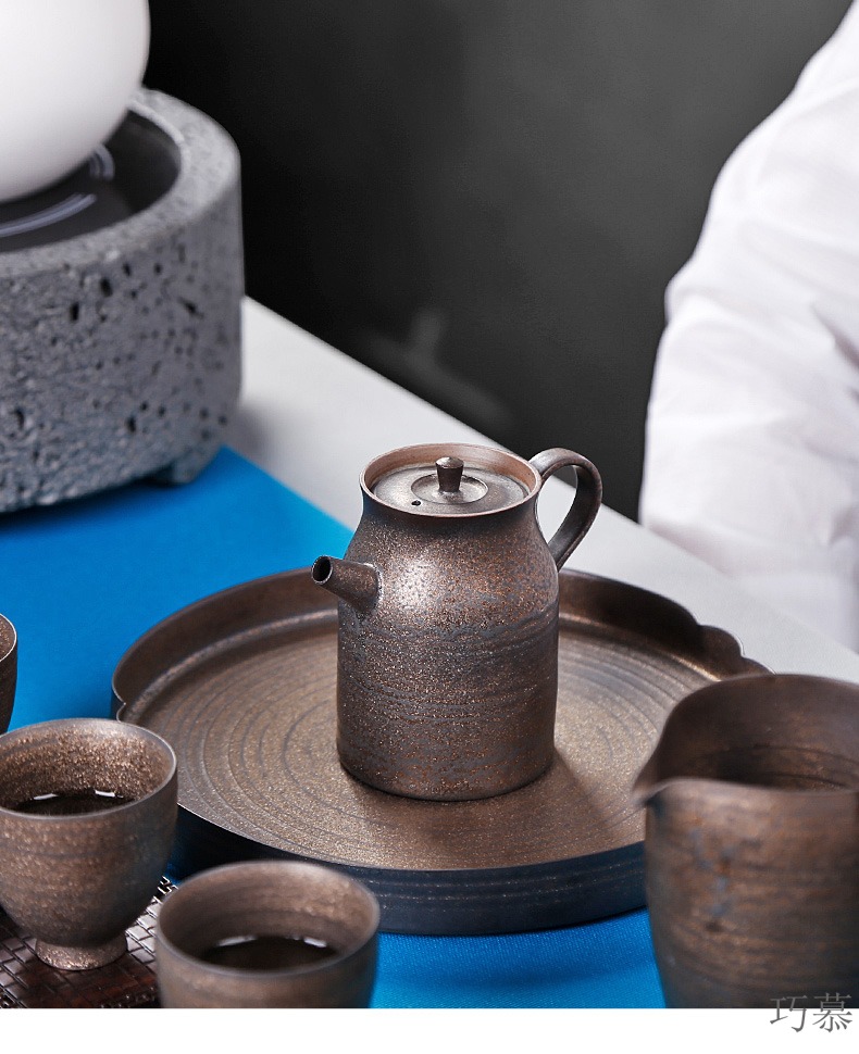 Qiao mu PMZ trumpet tea ware ceramic teapot Japanese coarse pottery imitation copper and gold household kung fu tea set single restoring ancient ways