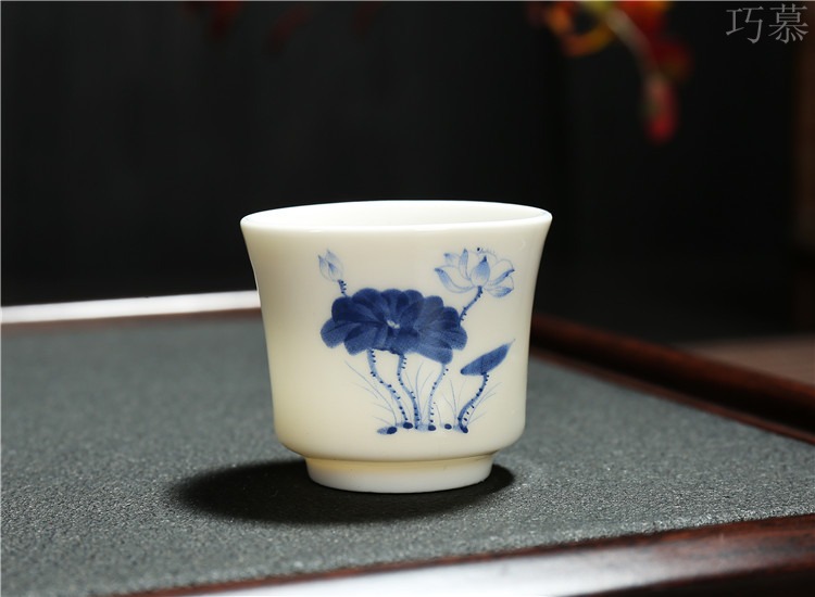 Qiao mu 1 two wine cup Chinese ceramic small single cup liquor cup traditional household KaiKouBei celadon noggin