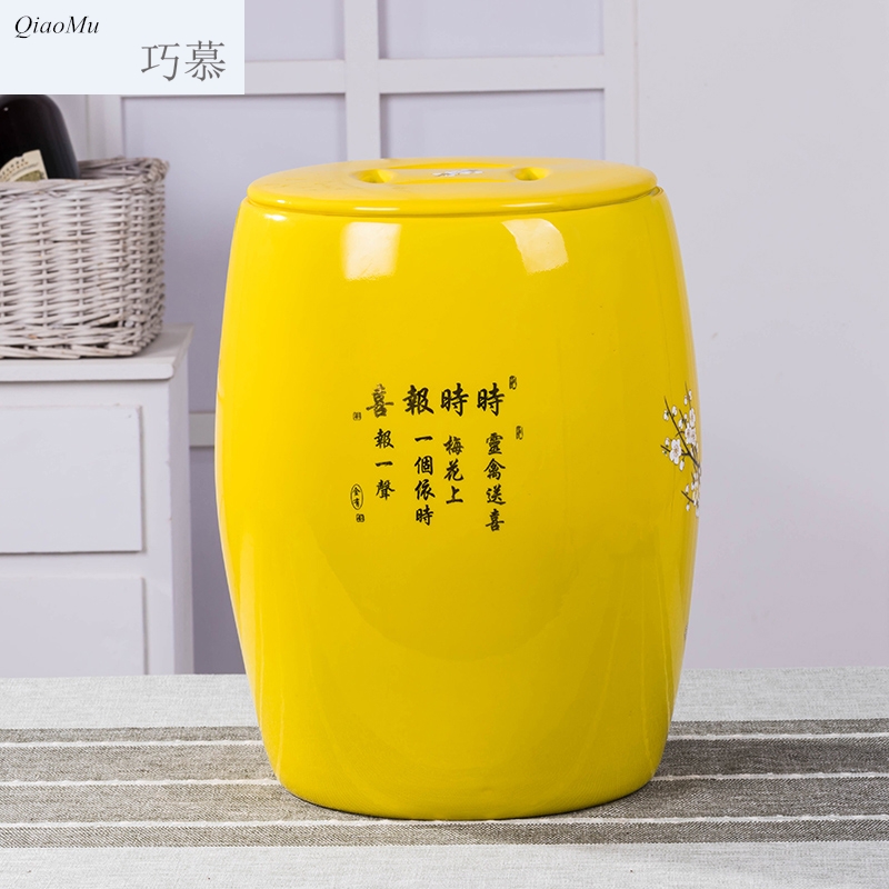 Qiao mu barrel jingdezhen ceramics with cover feng shui home 20 jins 50 kg to moistureproof insect - resistant flour rice storage box