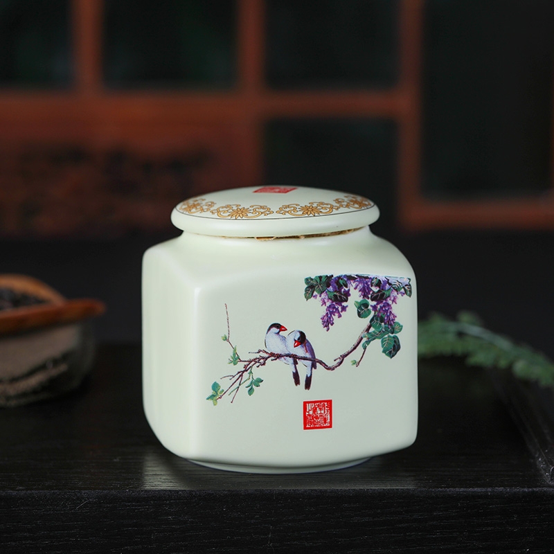 Qiao mu jingdezhen ceramic tea pot store receives the jar small mini portable sealed as cans to save tea pot of tea bag