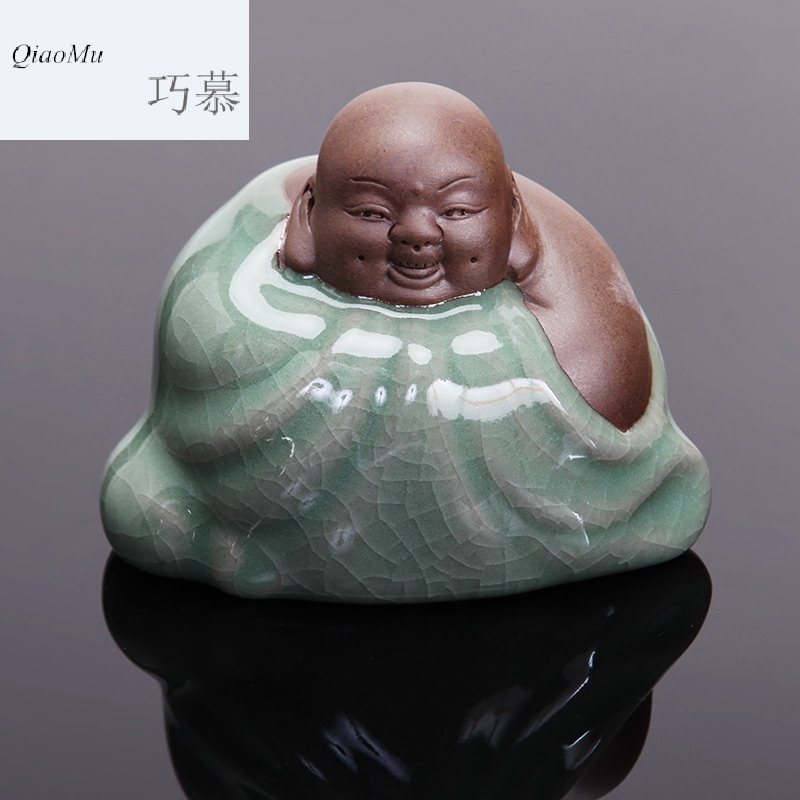 Qiao mu SU tea pet furnishing articles elder brother up with ceramic ice to crack open a piece of creative kung fu tea tea accessories for its ehrs plaything