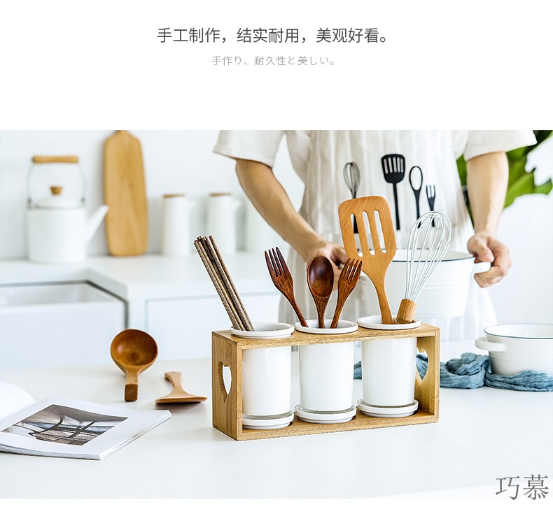 Qiao mu MLJ ceramic chopsticks tube household chopsticks chopsticks r drop box of creative chopsticks chopsticks box frame drum is received