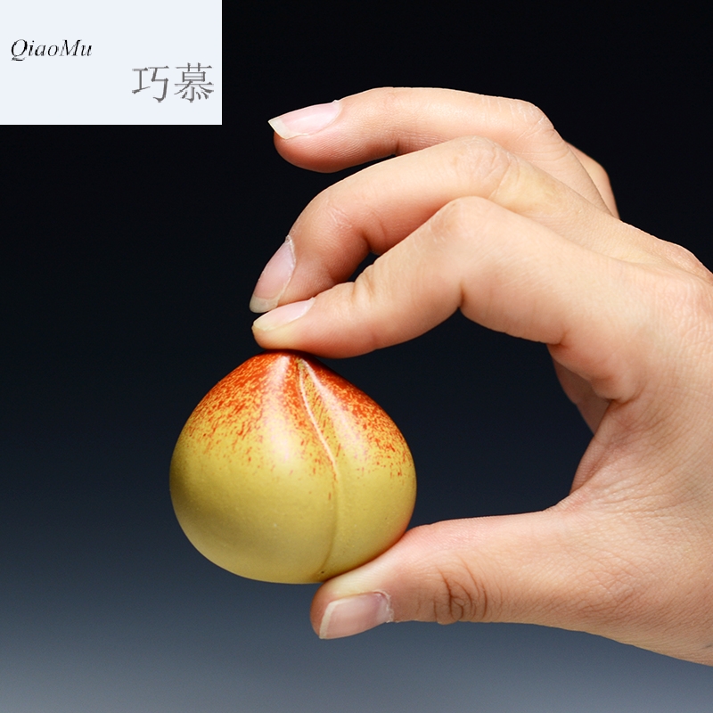 Qiao mu QD yixing purple sand tea pets play manual mini peach son birthday gift its tea hand furnishing articles