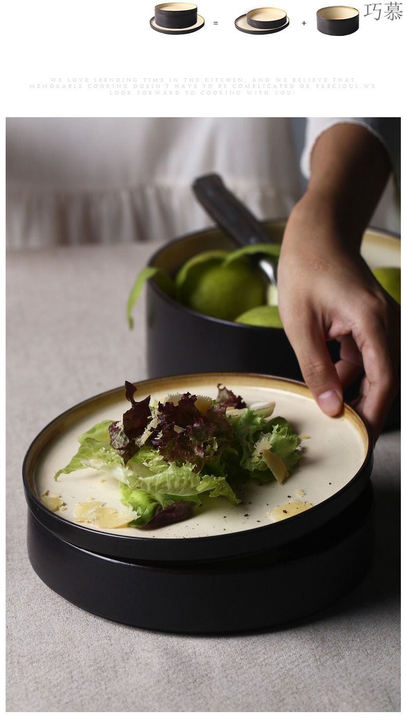 Qiao mu creative ceramic dinner plate household shallow ready - to - cook dish expressions using straight ipads plate western - style food dish dessert dish soup bowl restaurant