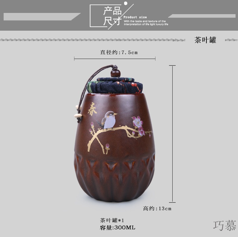 Qiao mu caddy fixings ceramic canister receives bulk pu 'er tea caddy fixings tea tea box sealed as cans