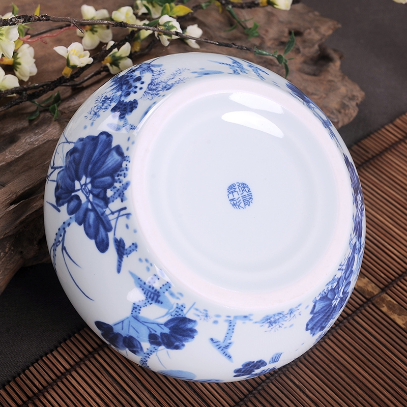 Qiao mu JDL jingdezhen ceramic tea to wash large writing brush washer ceramic tea set with parts of blue and white porcelain tea taking zero with a water jar