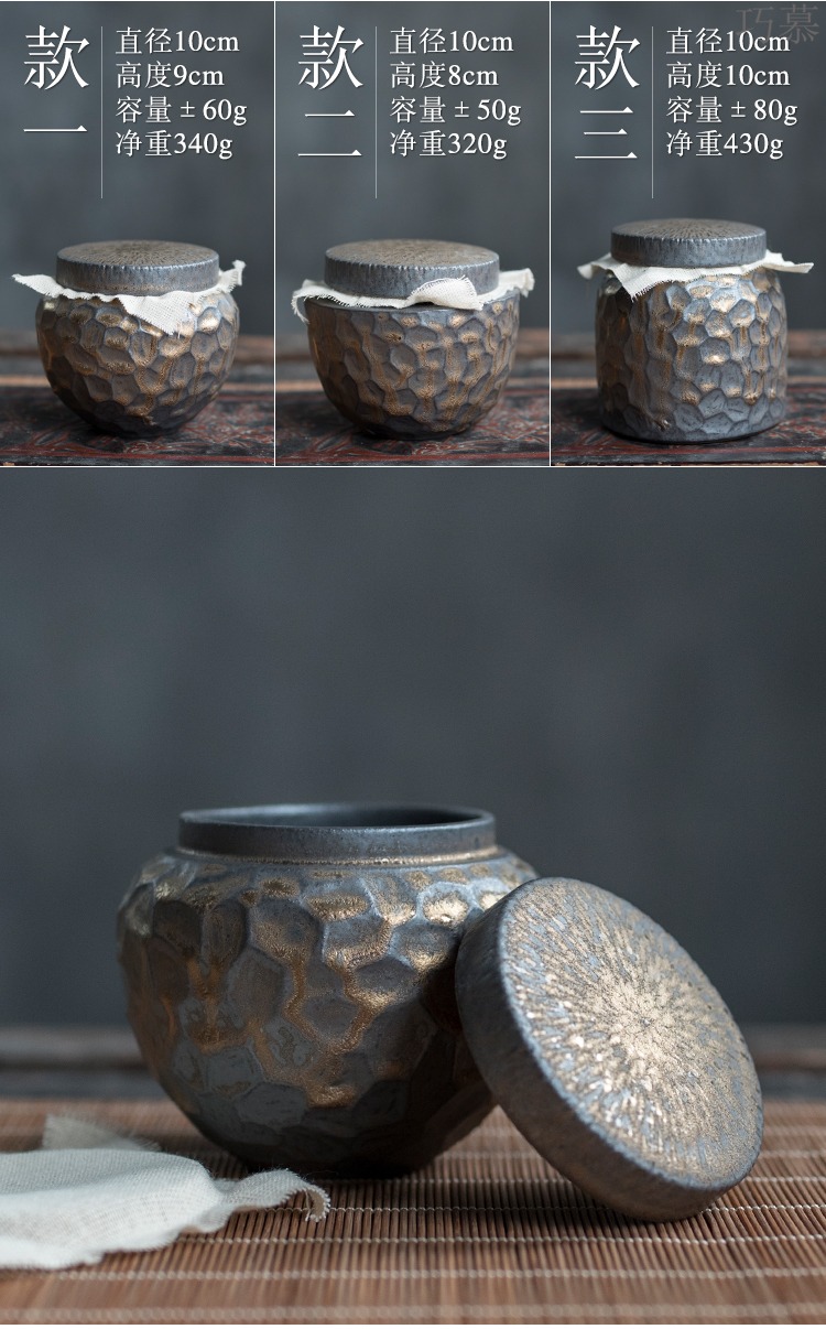 Qiao mu gold hammer tea pot ceramic seal moisture wake POTS to restore ancient ways small manual storage tanks