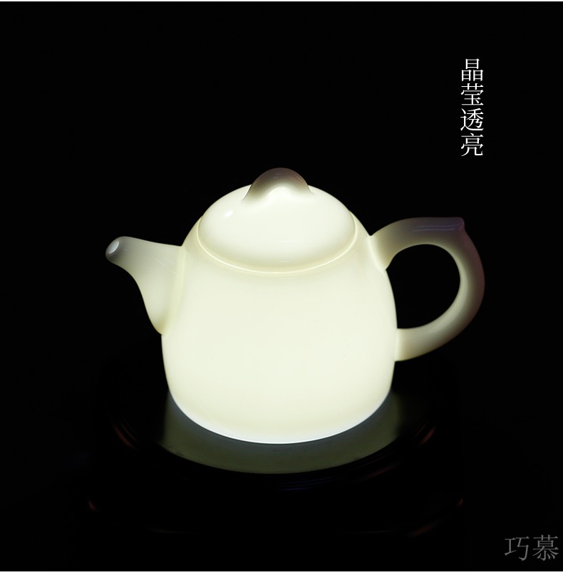 Qiao mu PMZ dehua white pot of little teapot kung fu tea set ceramic mini small pure white porcelain beauty hand put the pot