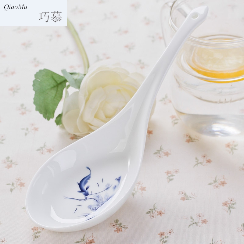 Qiao mu tablespoons of ipads China jingdezhen lead - free glaze ceramic spoon big spoon, run out from year to year