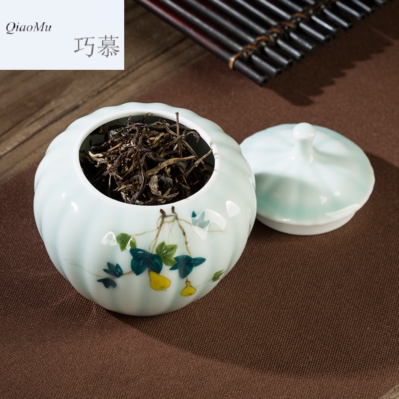 Qiao mu CMJ caddy fixings warehouse sealed storage storage POTS jingdezhen hand - made ceramic tea pu 'er tea can travel