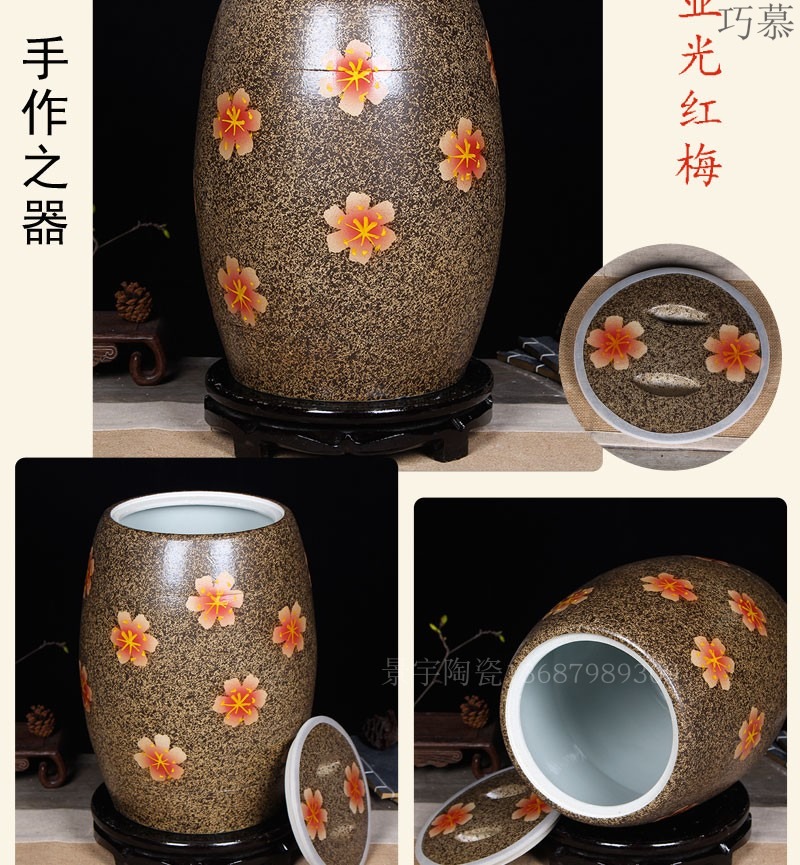 Longed for jingdezhen ceramic barrel home opportunely thickening with cover 20 jins 30 jins of 50 kg sealed ricer box storage tank in the kitchen