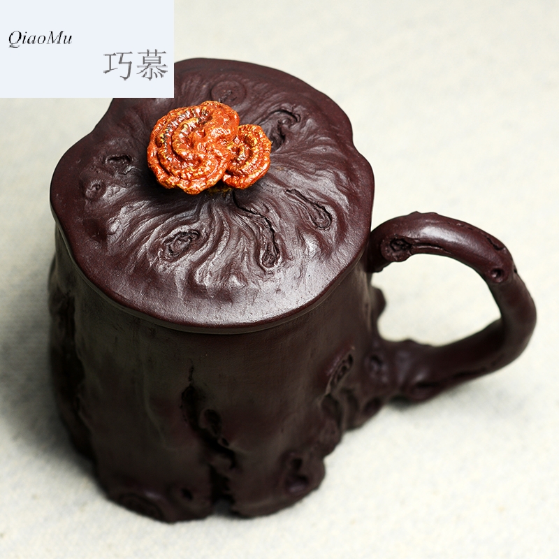 Qiao mu QD high - end hand purple cover cup cup run of mine ore old purple clay deadwood ganoderma lucidum stump boutique office make tea