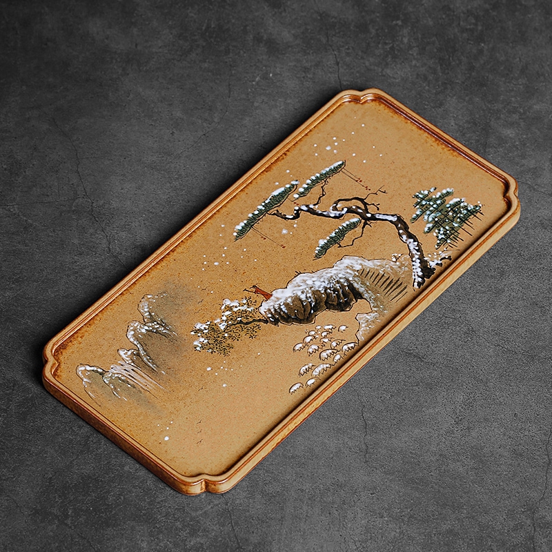 Qiao mu PMZ jingdezhen pure manual up ceramic pot bearing square pot hand - made mini small tea tray snack