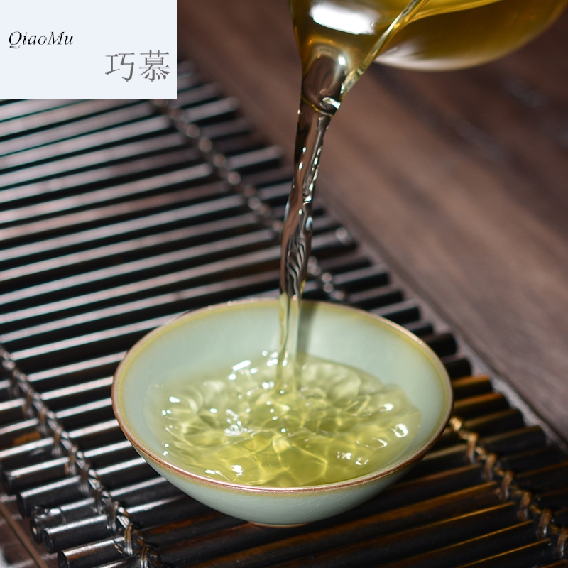 Qiao mu CMJ longquan ceramic imitation song dynasty style typeface your up porcelain tea sets tea cups azure cracked cup your up big bucket