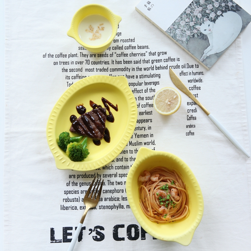 Qiao mu CDW Japanese frosted lemon is new ipads porcelain tableware PZ dish salad bowl of rice bowl glass cup - 8