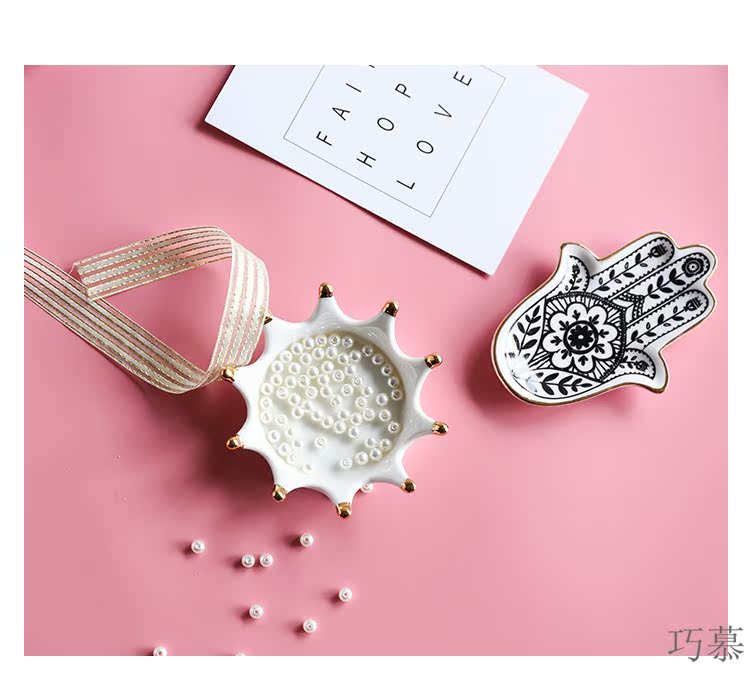 Qiao mu Nordic ins small wind see colour ceramic plate breakfast plate key jewelry receive plate product furnishing articles