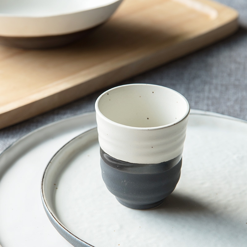 Qiao mu Japanese coarse pottery teacup creative holding a cup of tea cups domestic household water glass cups milk cup cup