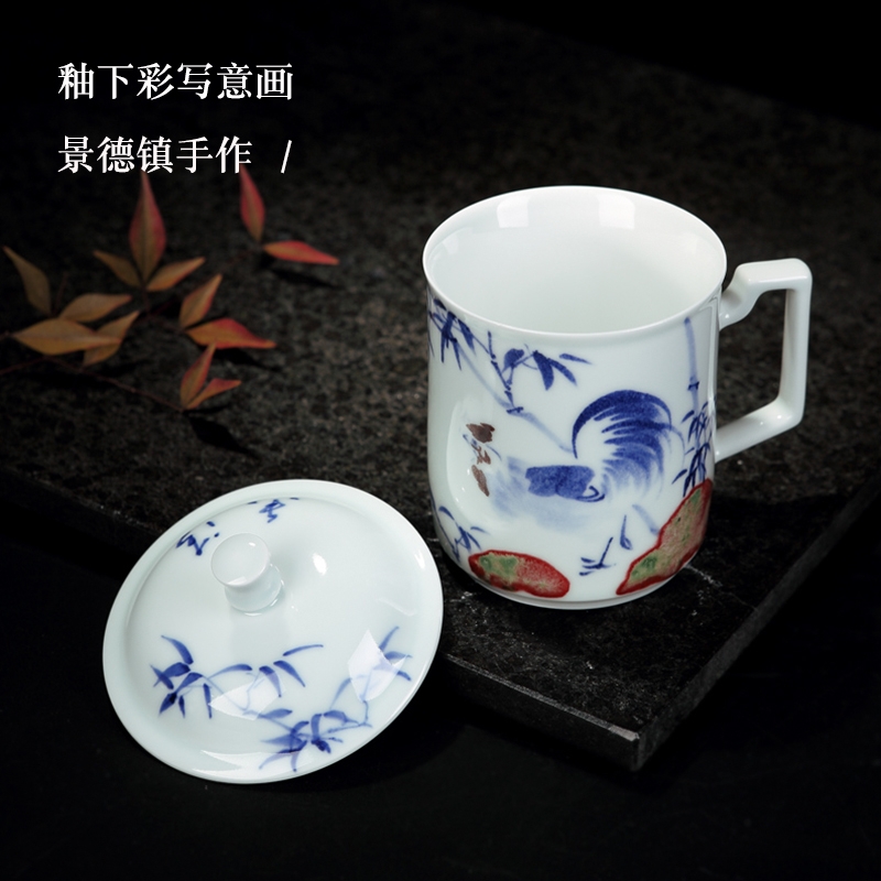 Qiao mu office cup of jingdezhen ceramic cups large individual household hand - made porcelain cup cup suits for