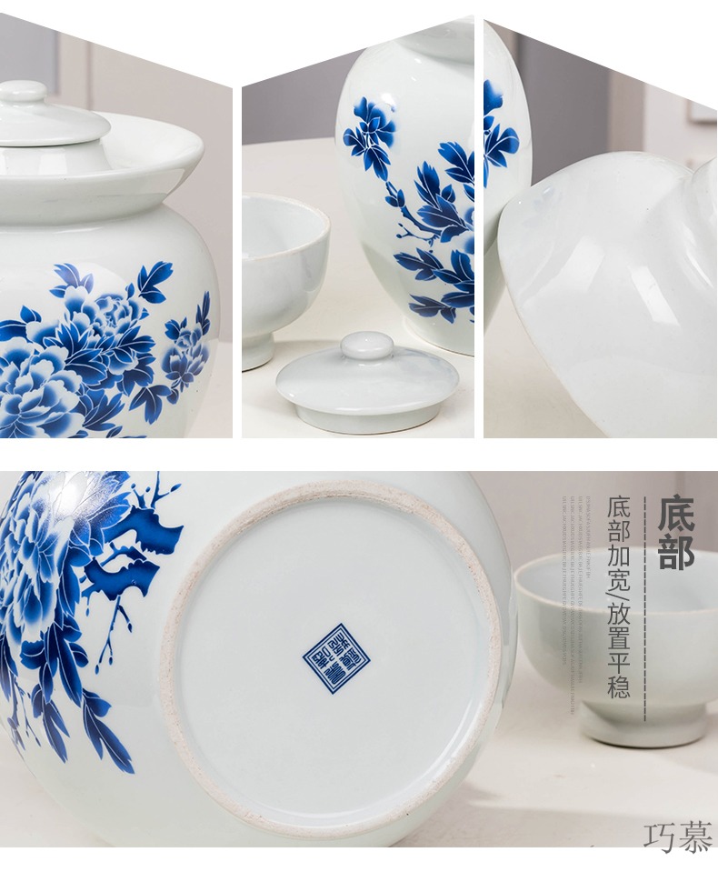 Qiao mu home of jingdezhen blue and white porcelain kimchi jar thickening seal pot in sichuan pickle sauerkraut small pickles