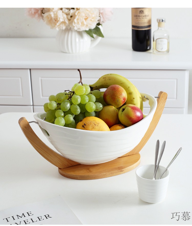 Qiao mu ZCJ I and contracted creative ceramic fruit bowl white large bowl sitting room household dry fruit basket fruit tray