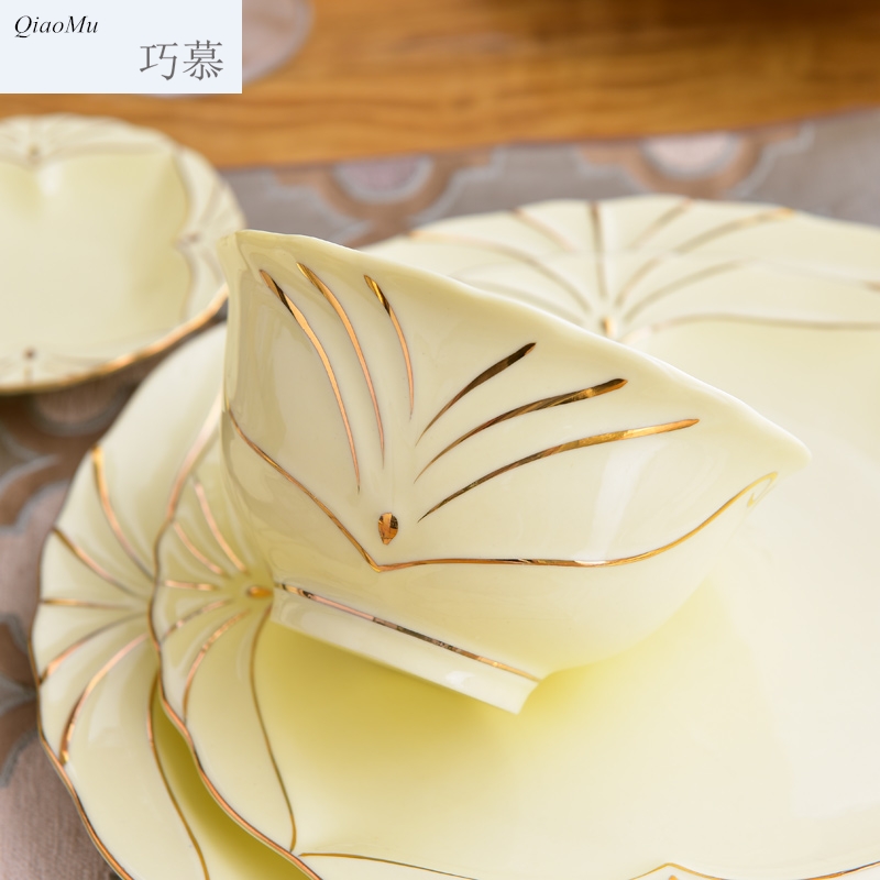 Qiao mu European high rice bowls 6/10 suit composite ceramic tableware household creative move up phnom penh court