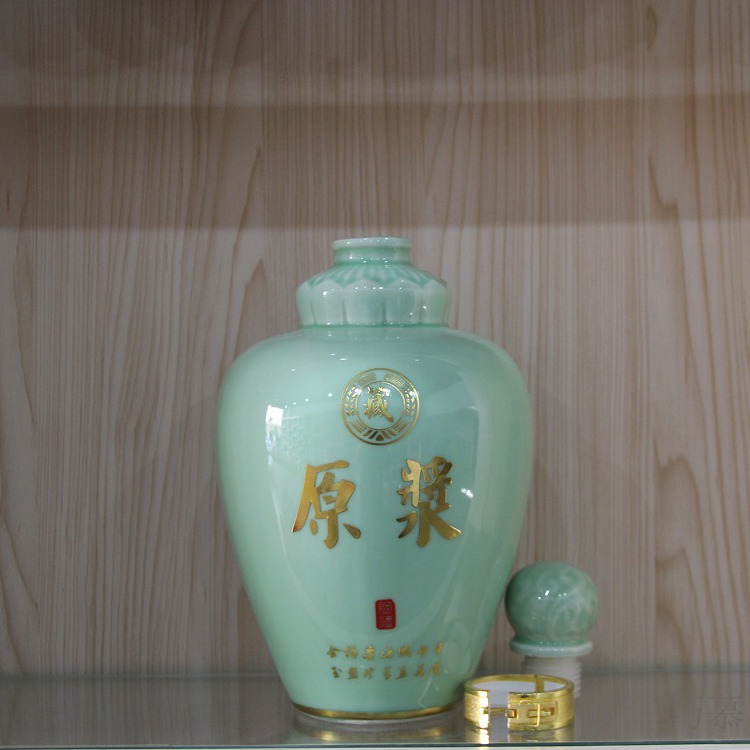 Qiao mu jingdezhen high temperature shadow blue glaze ceramic seal 5 jins of outfit protoplasmic mercifully bottle 5 jins of empty wine to send