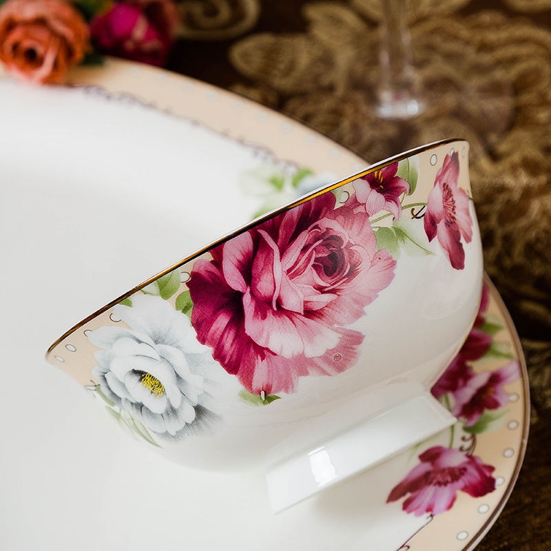 Qiao mu jingdezhen ceramics tableware suit dishes suit household ipads bowls to eat to use microwave dishes