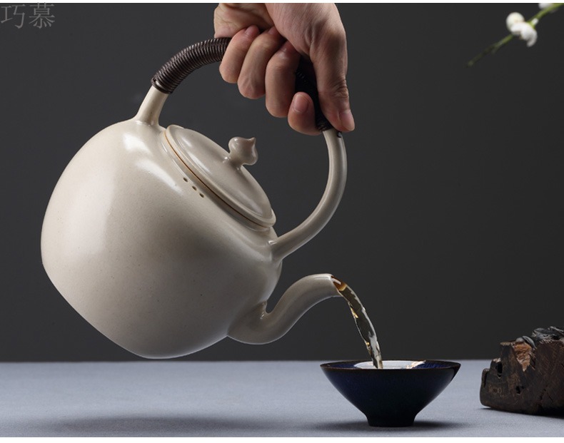 Qiao mu boiling pot of jingdezhen ceramic household kettle single gray clay pot regimen pot pot TaoMingTang vegetation