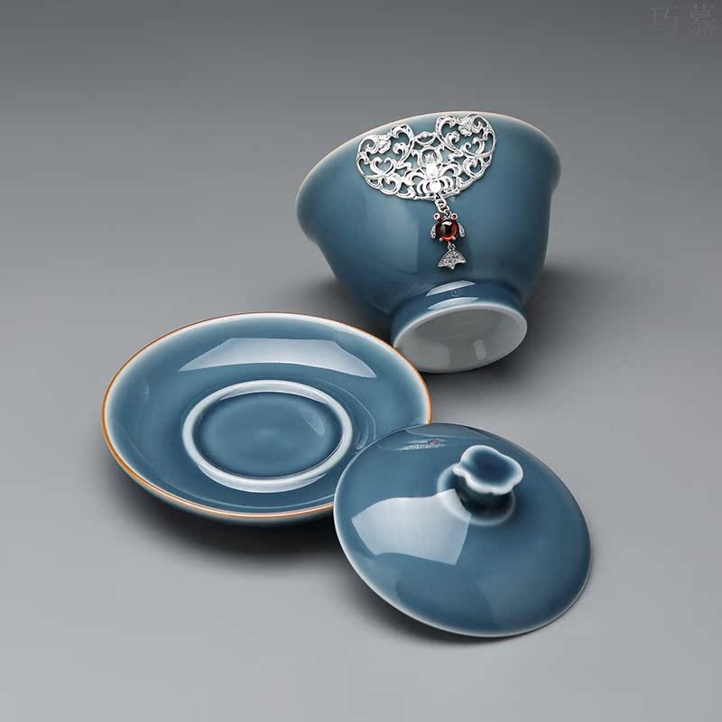 Qiao longed for a whole set of kung fu tea set suit household jingdezhen ceramic teapot teacup tureen contracted tea sets