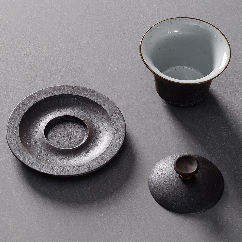 Longed for coarse pottery tureen silver spot opportunely ebony cover button only three bowl of up kung fu tea tea bowl
