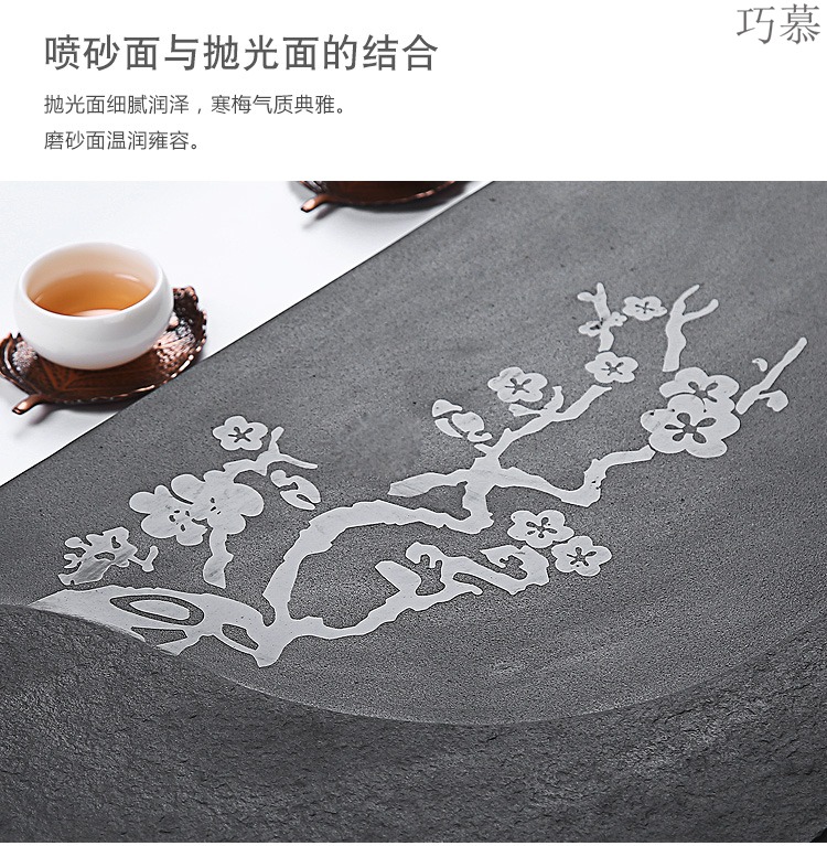 Longed for a complete set of blue and white porcelain kung fu tea set sharply opportunely stone tea tray was contracted office home tea cup high - grade group