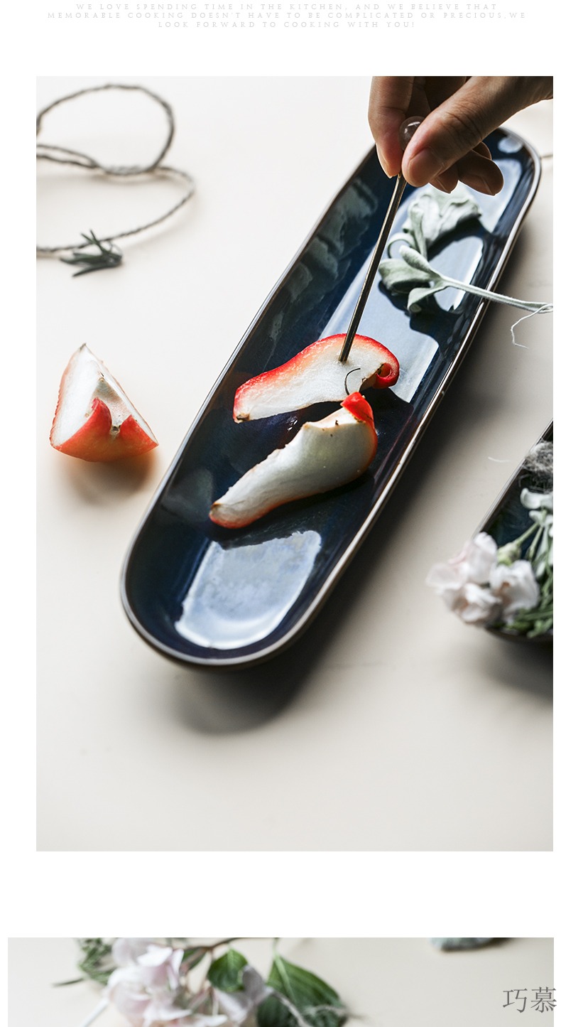 Qiao mu Nordic creative western - style food tableware, sushi of disc shaped strip plate all the new ipads China oval flat plates