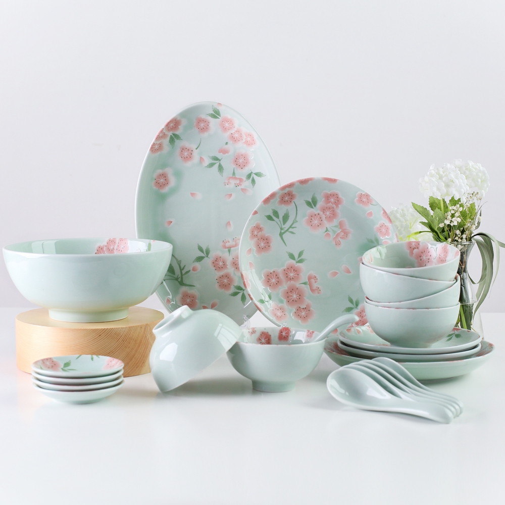 Qiao mu Japanese CDW yan deeply Chen 22 ceramic tableware suit household dish dish dish soup bowl of rice dishes