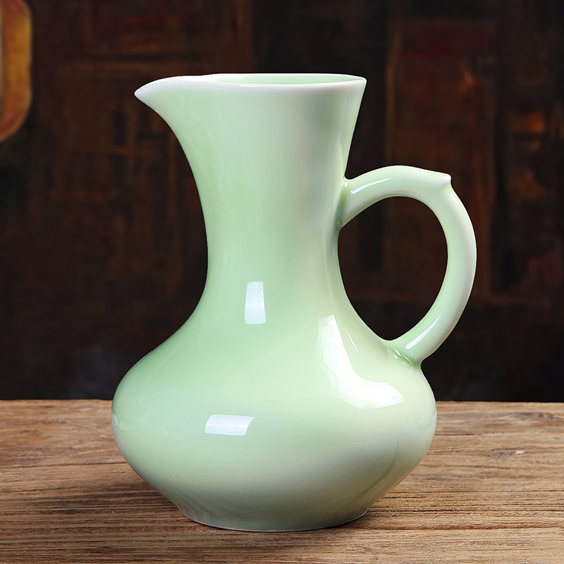 Qiao mu ceramics hip home wine Chinese celadon creative archaize points 1 catty single pot liquor wine package