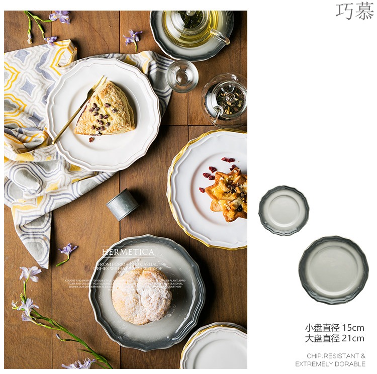 Qiao mu DY creative ceramic disc western food steak plate salad plates special - shaped restoring ancient ways round expressions using plate of Japanese new home