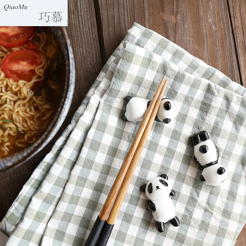 Qiao mu creative ceramic and chopsticks pillow chopsticks chopsticks frame cartoon panda chopsticks chopsticks holder of kitchen utensils supplies