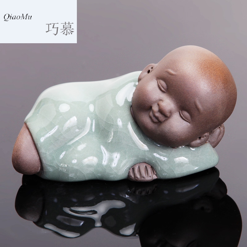 Qiao mu SU tea pet furnishing articles elder brother up with ceramic ice to crack open a piece of creative kung fu tea tea accessories for its ehrs plaything